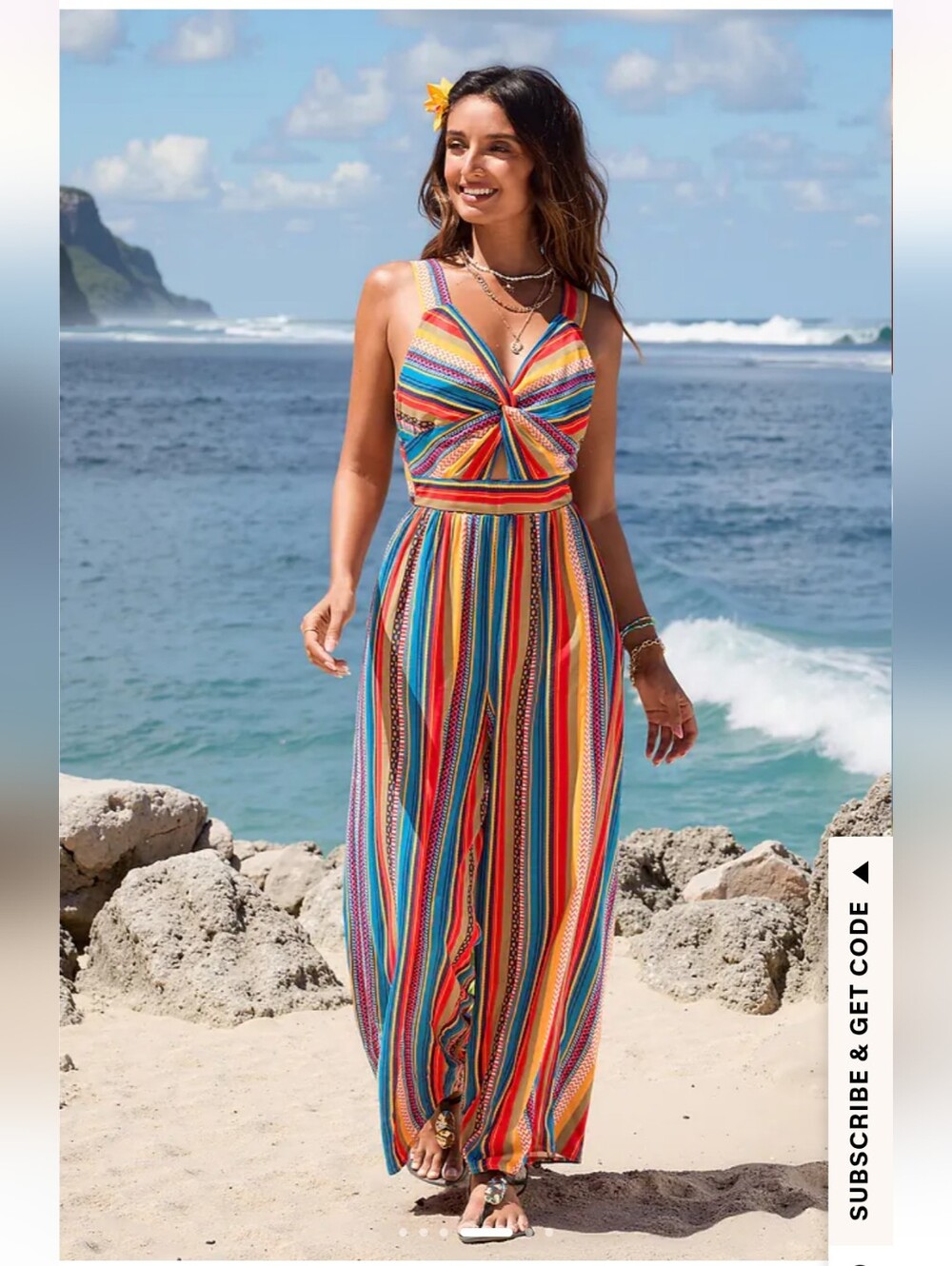 Cupshe Bold Beat Striped Multicolor Wide-Leg Jumpsuit - Picture 6 of 14